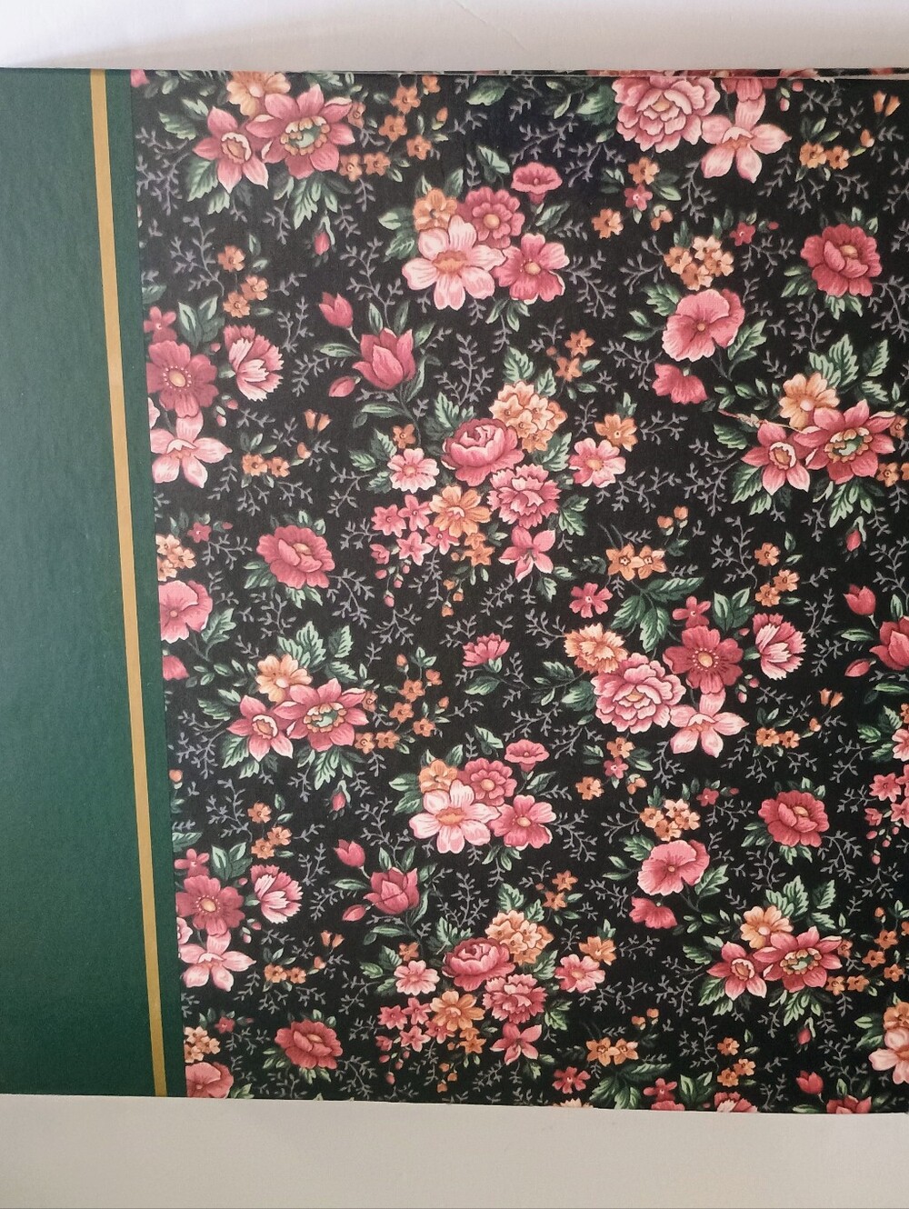 Binder Photo Album for 3 x 5" Pics, Dark Green & Pink Floral Pattern, Pre-owned